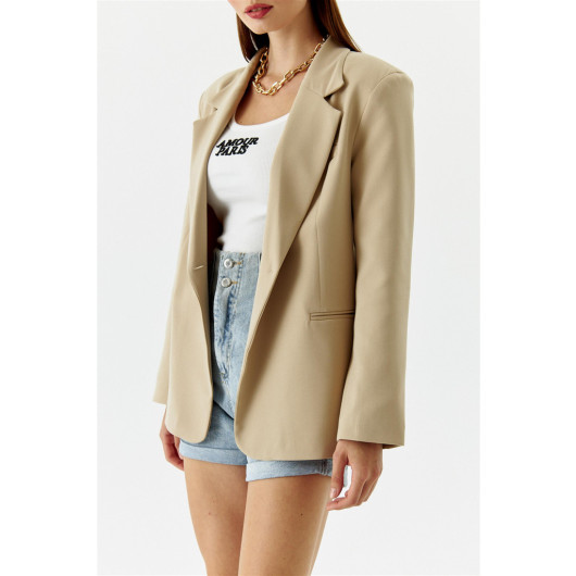 Single Button Blazer Mink Women's Jacket