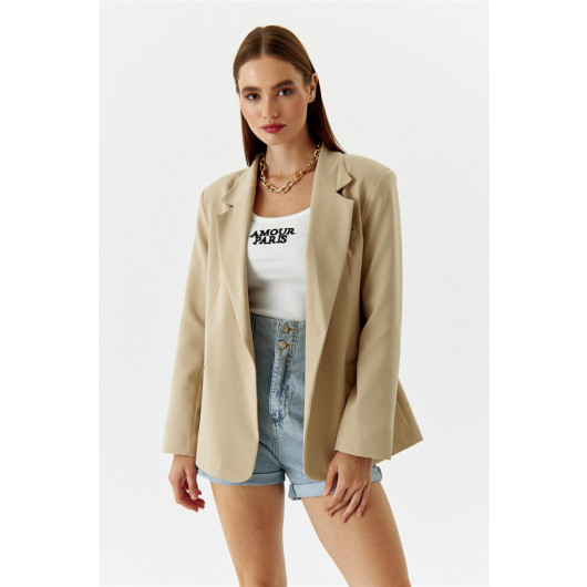 Single Button Blazer Mink Women's Jacket