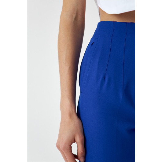 High Waist Flato Sax Blue Women's Trousers