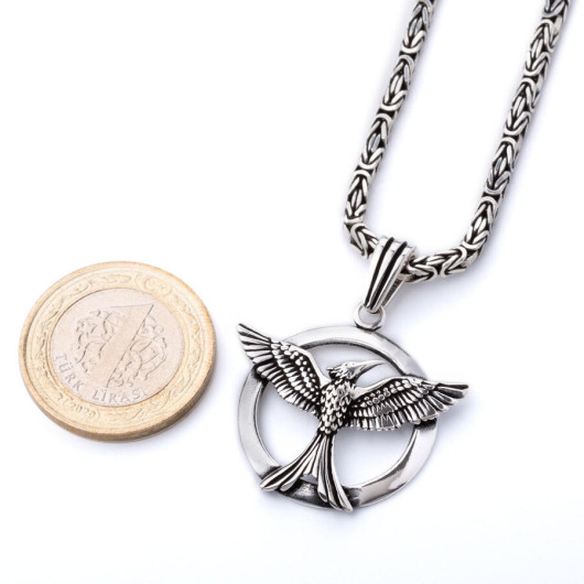 925 Sterling Silver Phoenix Men's Necklace With King Chain