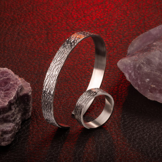 925 Silver Men's Bracelet With Flame Pattern