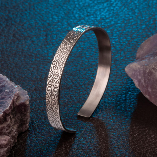 925 Silver Men's Bracelet With Branches Pattern