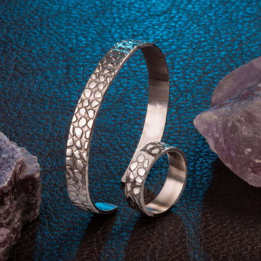 925 Silver Men's Bracelet With Stone Pattern