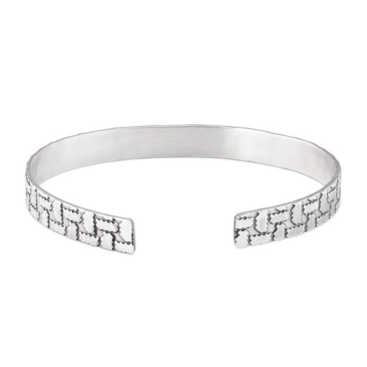 925 Silver Men's Bracelet With Serrated Pattern