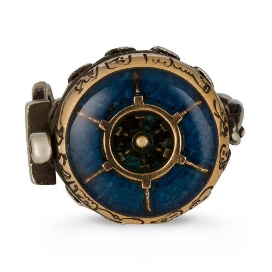 Admiral Model Rudder Anchor And Chain Motif Blue Enameled Silver Men's Ring