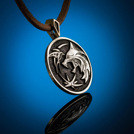 Men's 925 Sterling Silver Wolf Witcher Necklace Rope Model