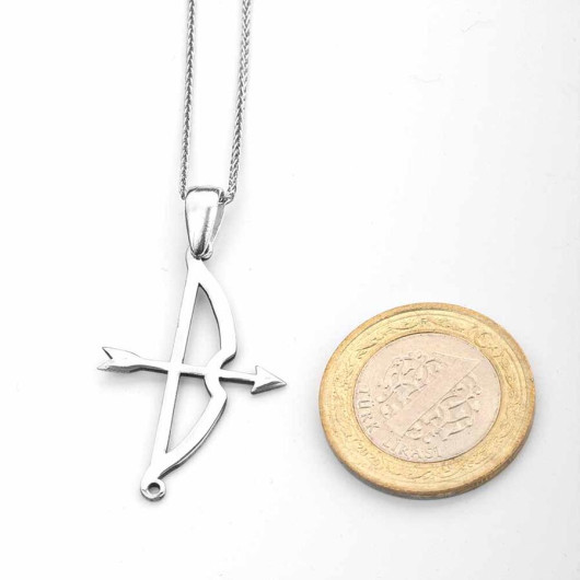 Kemankeş Tozkoparan Arrow Bow Vertical Cut Silver Necklace