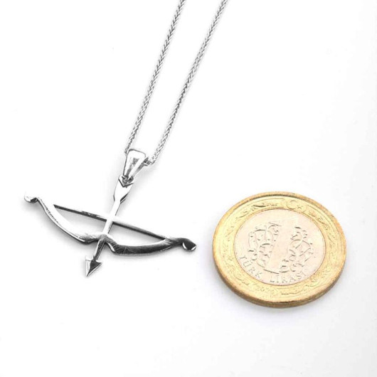 Kemankeş Tozkoparan Arrow Bow Horizontal Cut Silver Necklace