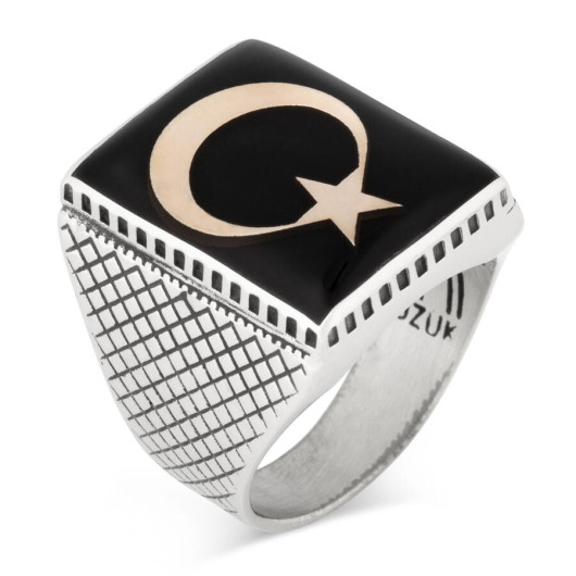 Organization Series Ring Licensed (Male 925 Sterling Silver, Star And Crescent Black)