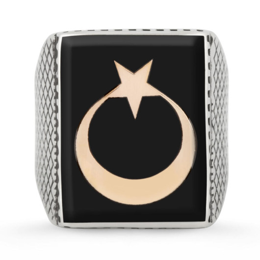 Organization Series Ring Licensed (Male 925 Sterling Silver, Star And Crescent Black)