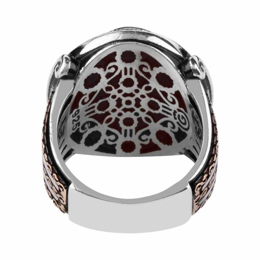 Shah Design Brown Agate Stone Sterling Silver Men's Ring