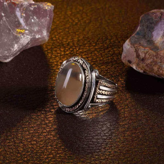 Shah Design Yemen Agate Stone Sterling Silver Men's Ring