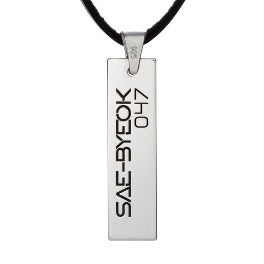 Squid Game 925 Sterling Silver Men's Necklace With Name Double Sided Leather Cord