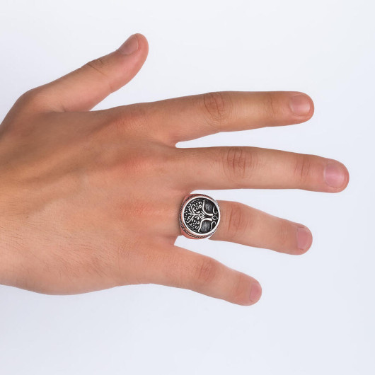 Roots Of Life Themed Sterling Silver Men's Ring