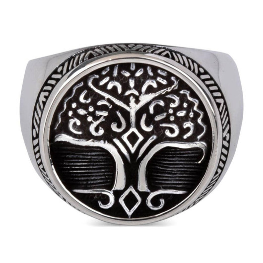 Roots Of Life Themed Sterling Silver Men's Ring