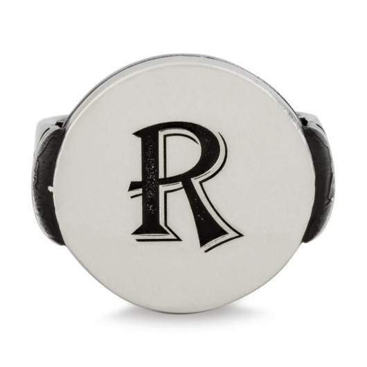 Round Model Men's Ring 925 Sterling Silver With Personalized Letters