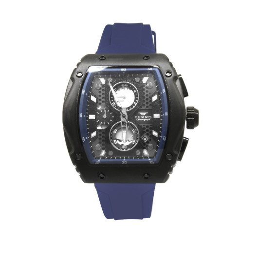 Ferro Navy Blue Color Silicone Strap Men Wristwatch