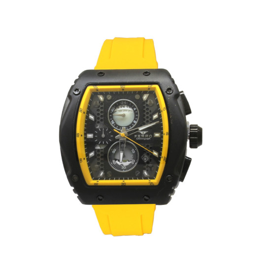 Ferro Yellow Color Silicone Strap Men Wristwatch