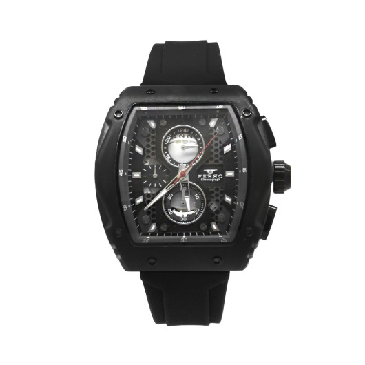 Ferro Black Color Silicone Strap Men Wristwatch