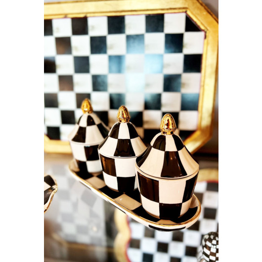 Checkered Black 3-Piece Spice Set