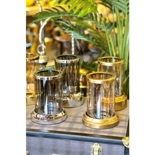 Decorative Double Cylinder Bronze Candle Holder