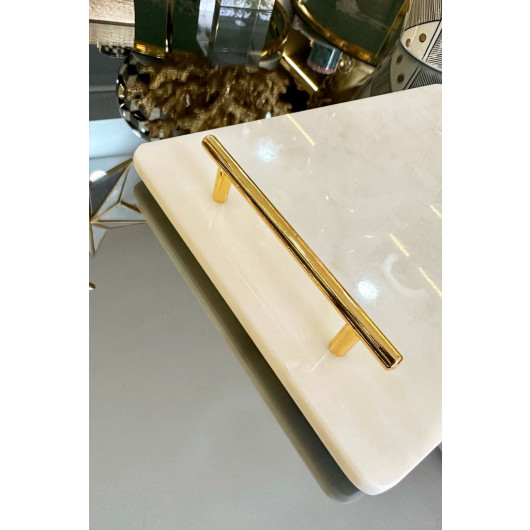 White Natural Marble Tray With Arter Home Handle