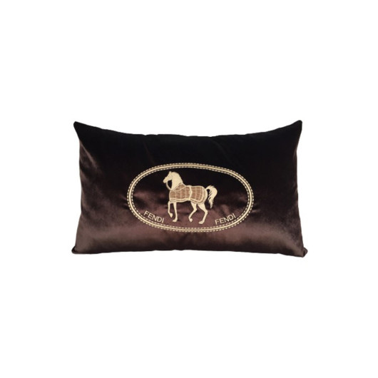 Cream Horse Patterned Pillow