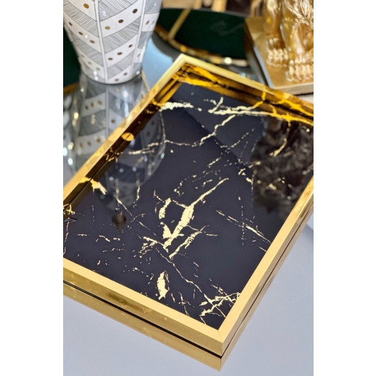 Levi Black Marble Pattern Decorative Tray