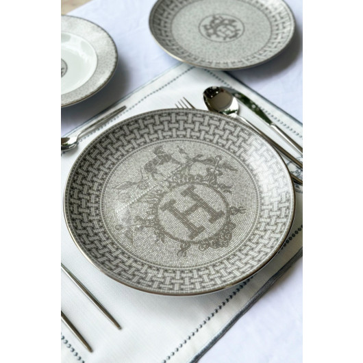 Mosaic Pattern Gray 6-Piece Presentation Plate