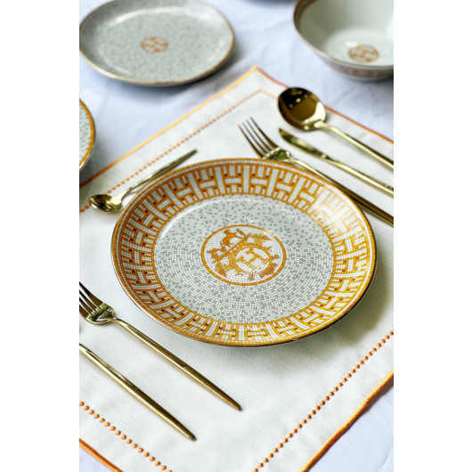 Mosaic Pattern Orange 30 Piece Dinnerware