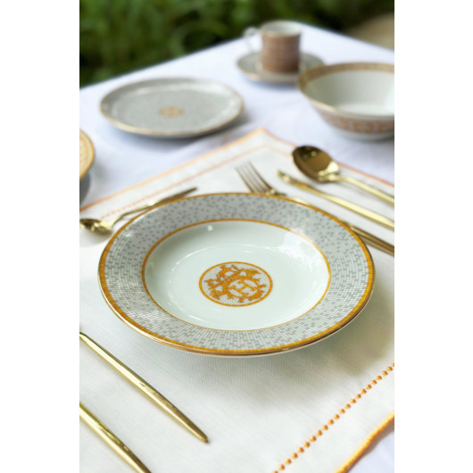 Mosaic Pattern Orange 30 Piece Dinnerware