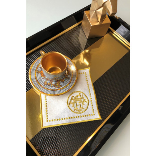 Mozaik Gold Cocktail Napkin 2 Pcs