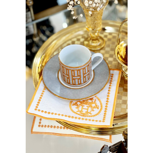 Mosaic Orange Cocktail Napkin Set Of 2