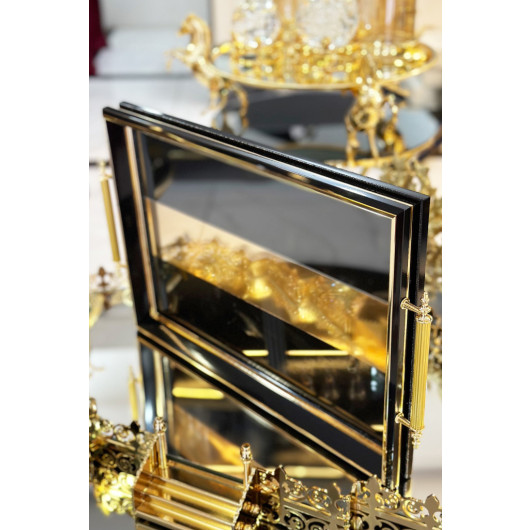 Vave Black Black Gold Pattern Decorative Tray