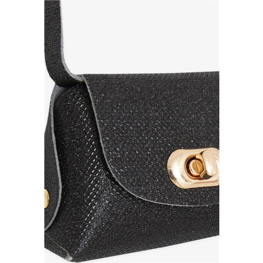 Kids Chain Glittery Mini Shoulder Bag Black