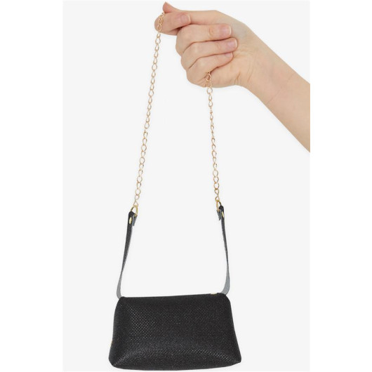 Kids Chain Glittery Mini Shoulder Bag Black