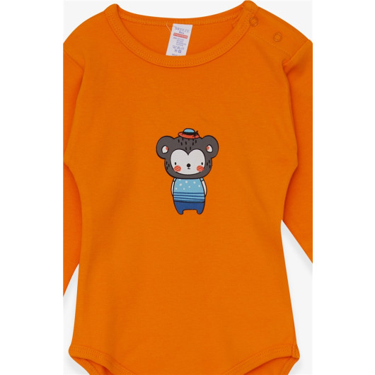 Baby Boy Snapped Body Teddy Bear Printed Orange (9 Months-3 Years)