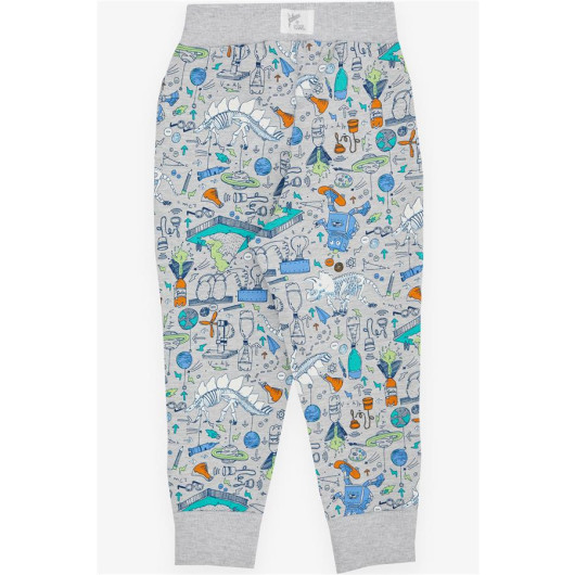 Boy's Sweatpants Science Themed Gray Melange (1.5-4 Years)