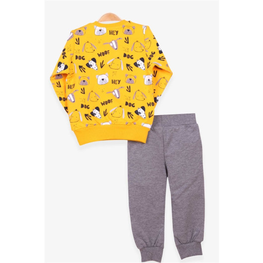 Baby Boy Tracksuit Suit Print Patterned Yellow (1-4 Years)