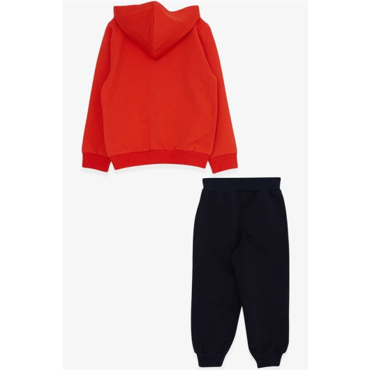 Boys Tracksuit Set Teddy Bear Printed Orange (1.5-5 Years)