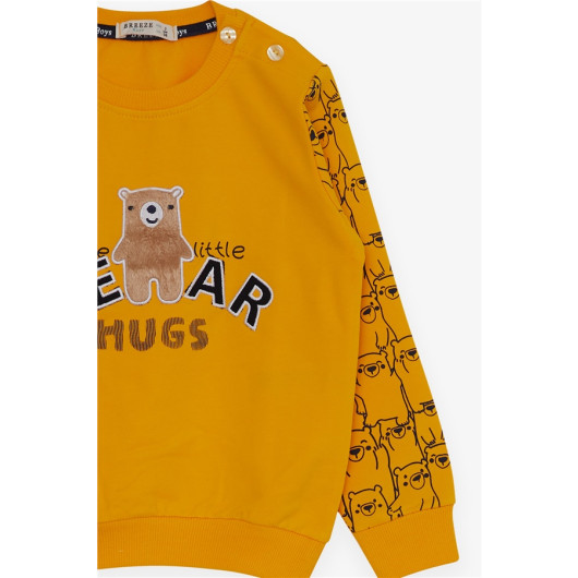 Boy's Tracksuit Set Yellow With Bear Embroidery (1-4 Years)