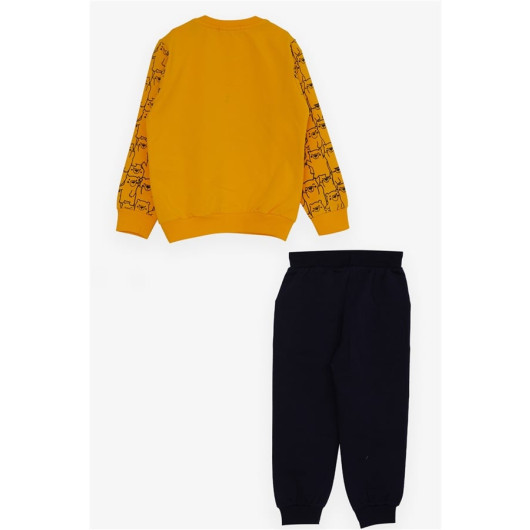 Boy's Tracksuit Set Yellow With Bear Embroidery (1-4 Years)