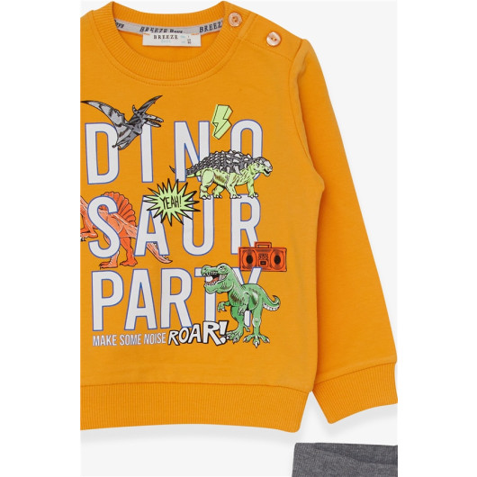 Boys Tracksuit Set Dinosaur Printed Yellow (1-4 Years)