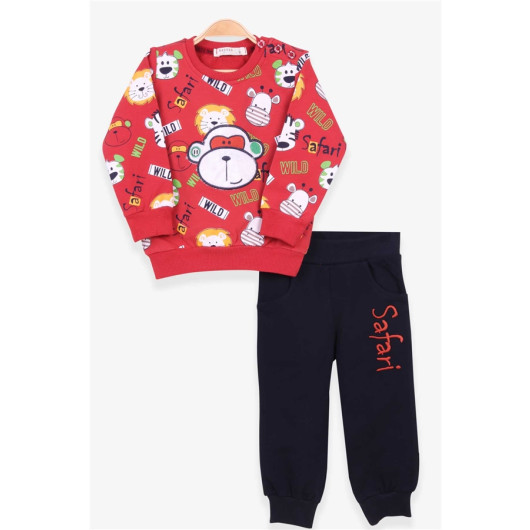 Baby Boy Tracksuit Set Monkey Embroidered Tile (1-2 Years)