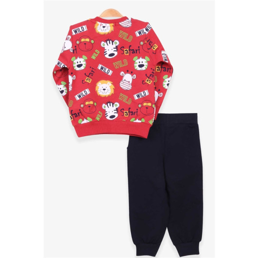 Baby Boy Tracksuit Set Monkey Embroidered Tile (1-2 Years)