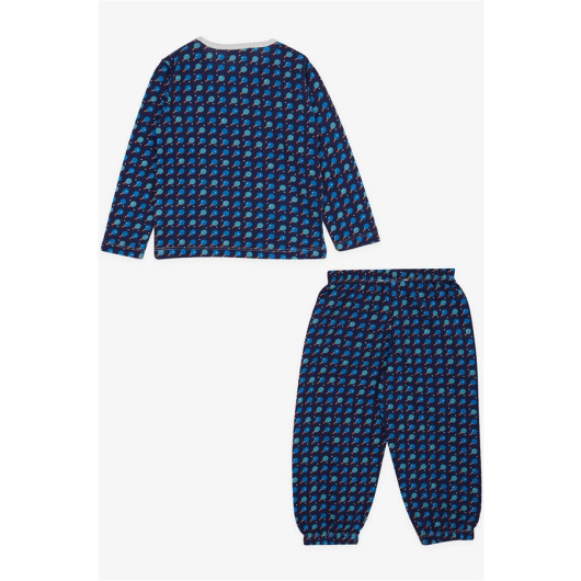 Baby Boy Pajama Set Racket Patterned Navy Blue (9 Months-3 Years)