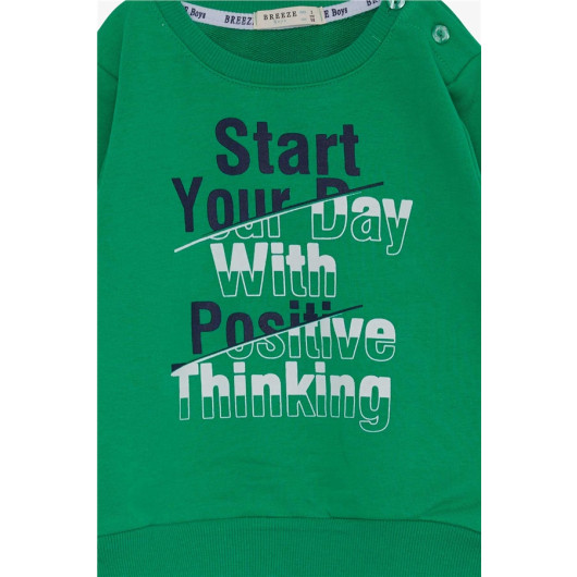 Boys Sweatshirt With Text Printed Green (2-5 Years)