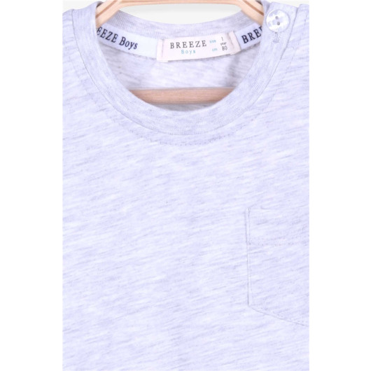 Baby Boy T-Shirt With Pockets Light Gray Melange (9 Months-3 Years)