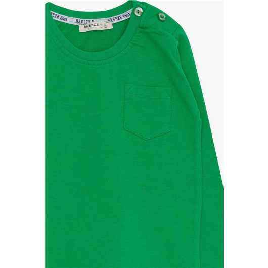 Baby Boy Long Sleeve T-Shirt With Pocket Green (9 Months-3 Years)