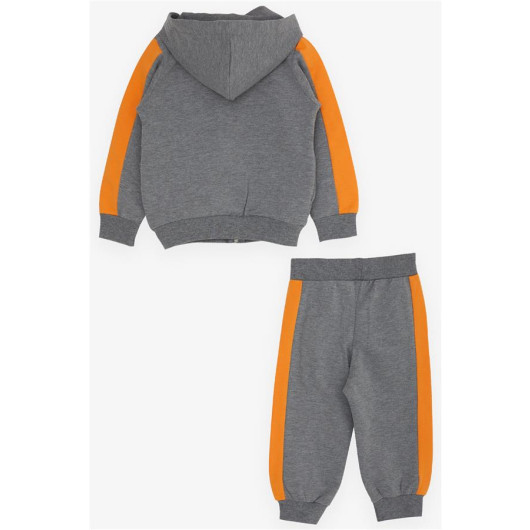 Boys Tracksuit Set Teddy Bear Printed Gray Melange (1-4 Ages)